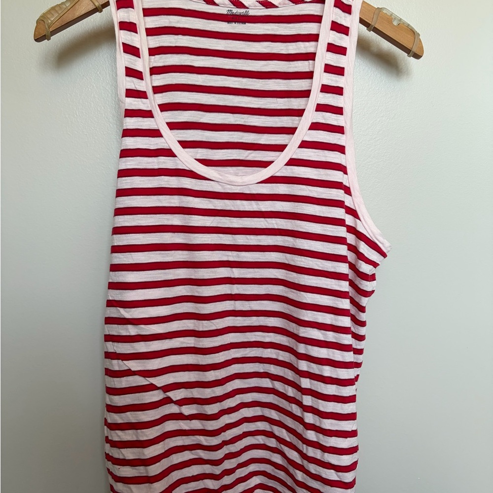 Madewell Red and White Striped Tank